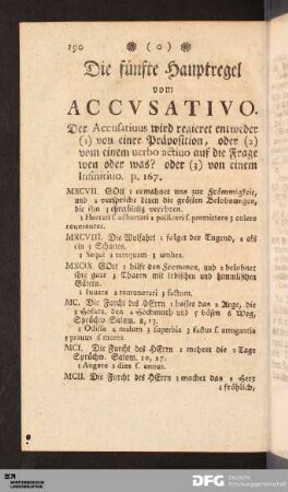 Die fünfte Hauptregel vom Accusativo.