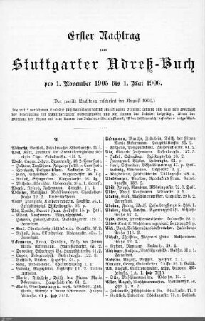 Nachtrag zum Stuttgarter Adreßbuch, 01.11.1905-01.05.1906