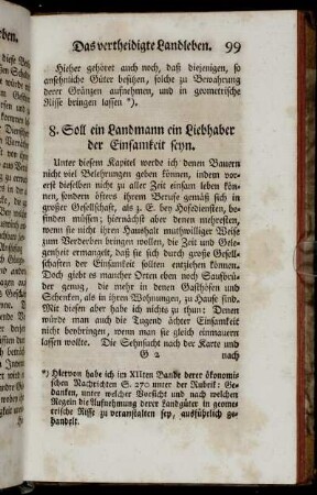 8. Soll ein Landmann ein Liebhaber der Einsamkeit seyn.