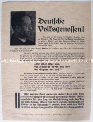 Propagandaflugblatt der Deutschen Heimatfront zu den Wahlen im Sudetenland 1935