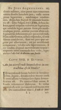 Caput XVII. & Ultimum. An ius accrescendi locum habeat ...