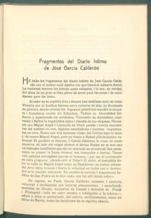Fragmentos del diario íntimo de José García Calderón
