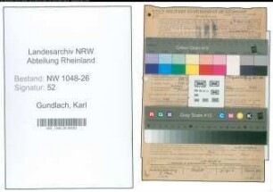 Entnazifizierung Karl Gundlach , geb. 23.05.1897 (Angestellter)