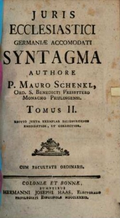 Juris Ecclesiastici Germaniae Accomodati Syntagma, 2