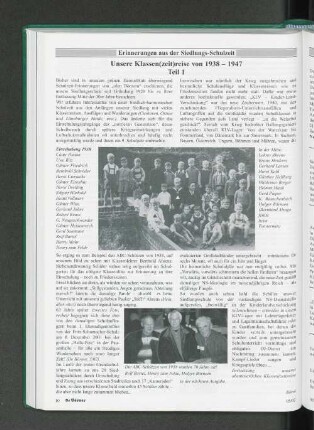 Erinnerungen aus der Siedlungs-Schulzeit Unsere Klassen(zeit)reise von 1938-1947 Teil 1