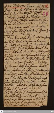 Disposition der Predigt von August Hermann Francke über Mt 15,21f. am 25.02.1720.