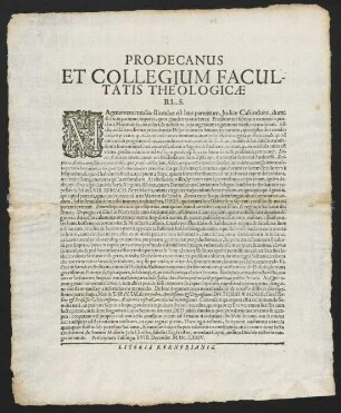 Pro-Decanus Et Collegium Facultatis Theologicae B. L. S.