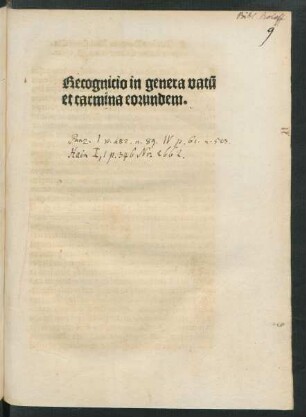 Recognitio in genera vatum et carmina eorundem