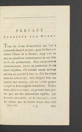 Preface adressée aux mères.
