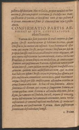 Confirmatio Partis Affirmatae Cum Confutatione obiectorum.
