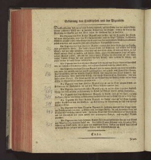 Erklärungen des Titelkupfers und der Vignetten