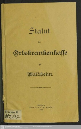 Nachtr. 4: Statut der Ortskrankenkasse zu Waldheim