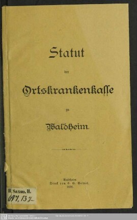 Nachtr. 4: Statut der Ortskrankenkasse zu Waldheim