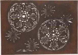 Katagami - Blütenrondell und Chrysanthemen (?)