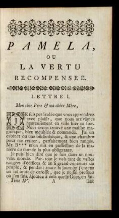 Pamela, Ou La Vertu Recompensee.