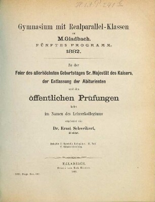 Programm. 1881/82