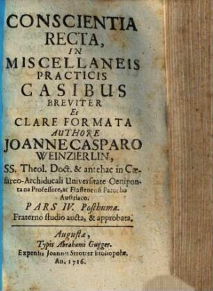 Conscientia recta, in miscellaneis practicis casibus, 4