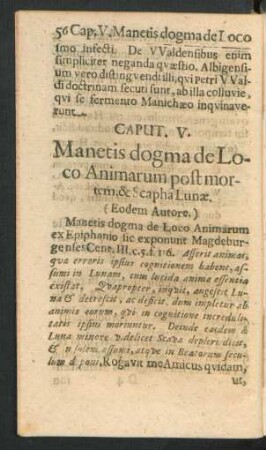 Caput V. Manetis dogma de Loco animarum post mortem, & Scapha Lunae.