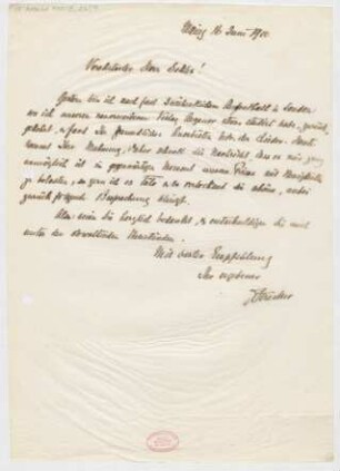 Brief an Bernhard Sekles : 16.06.1910