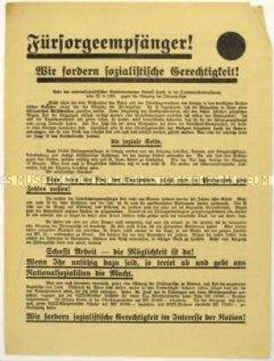 Aufruf der NSDAP an Fürsorgeempfänger zum Beitritt