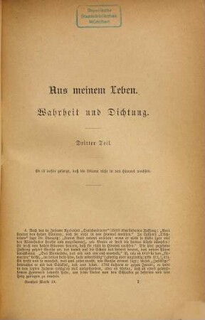Goethes Werke, 19. Wahrheit und Dichtung ; 3