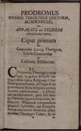 Prodromus ingenui theologiae cultoris, academicus, de ...