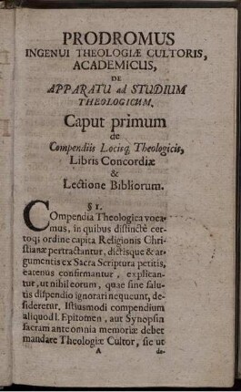 Prodromus ingenui theologiae cultoris, academicus, de ...