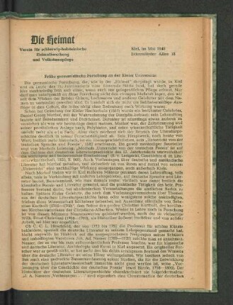 Frühe germanistische Forschung an der Kieler Universität