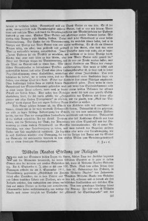 Wilhelm Raabes Stellung zur Religion
