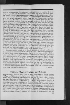 Wilhelm Raabes Stellung zur Religion