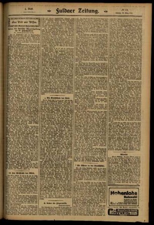 Vierte Ausgabe vom Samstag, den 29. März 1913.