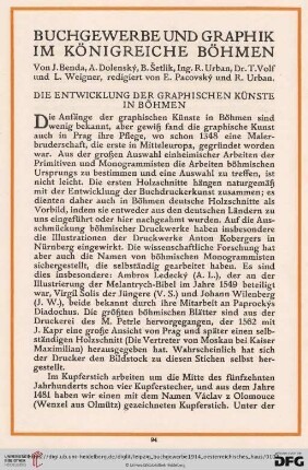 Buchgewerbe und Graphik im Königreiche Böhmen
