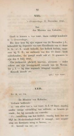 XXII. La. A, no. 14. De Minister van Kolonien