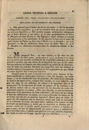 Observaciones pacificas sobre la potestad eclesiástica, 4. Seis cartas á Irénico