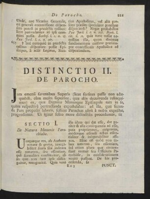 Sectio I. De Natura Muneris Parochialis.