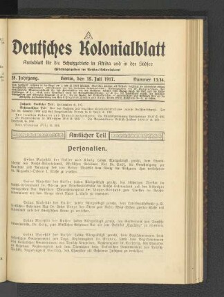28. Jahrgang, 15. Juli 1917, Nummer 13/14