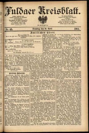 Ausgabe vom Dienstag, den 16. April 1901.