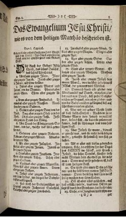 Das Evangelium Jesu Christi/ wie es von dem heiligen Matthäo beschrieben ist.