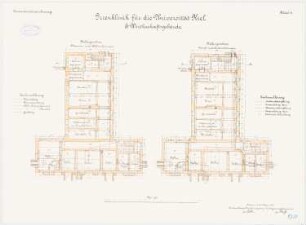 Irrenklinik der Christian-Albrechts-Universität Kiel Wirtschaftsgebäude: Grundriss KG 1:100 (2mal)