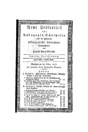 Inhalt : [erster Band, drittes Stück]