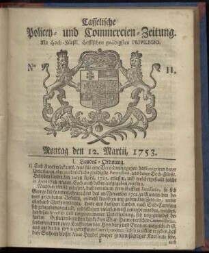 Nro. 11, Montag den 12. Martii 1753
