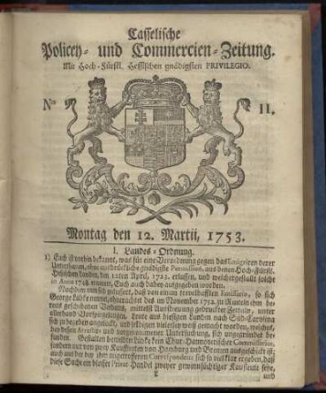 Nro. 11, Montag den 12. Martii 1753