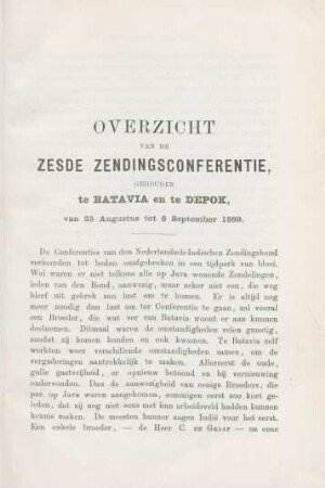 Overzicht van de zesde zendingsconferentie