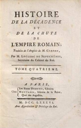 Histoire de la décadence et de la chûte de l'empire Romain, 4