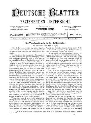 Die Vaterlandskunde in der Volksschule