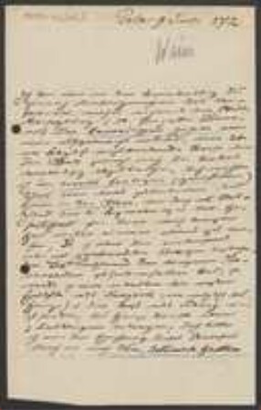 Brief von Heinrich Wawra von Fernsee an Unbekannt