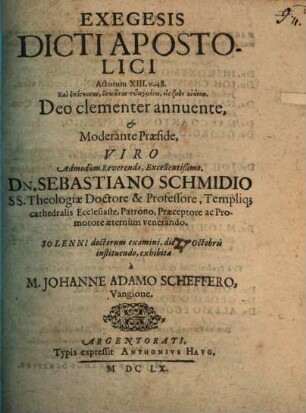 Exegesis Dicti Apostolici Actorum XIII. v. 48 ...