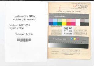 Entnazifizierung Anton Kroeger , geb. 23.07.1904 (Bueroangestellter)