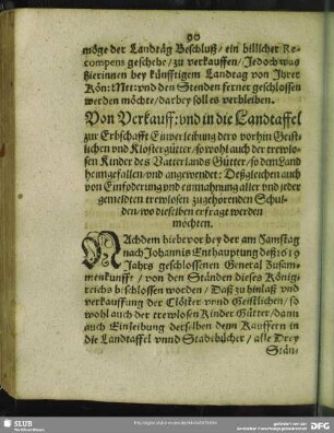 Von Verkauff: und in die Landtaffel