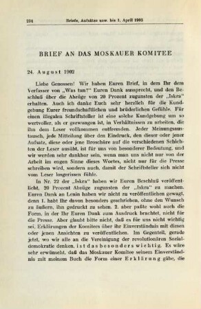 Brief An Das Moskauer Komitee